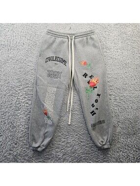CIVIL REGIME Pants Joggers Sweatpants Small Eternal Flames 2021 Gray